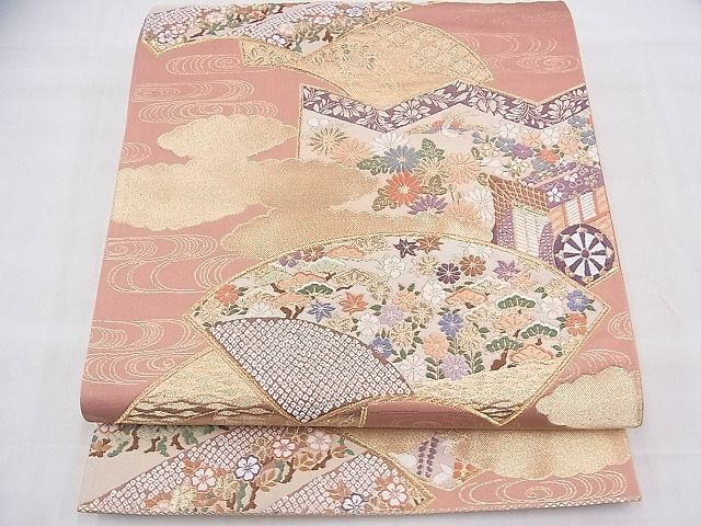 平和屋着物◎六通柄袋帯 唐織 京五彩花 金糸 逸品 BAAH8361fk