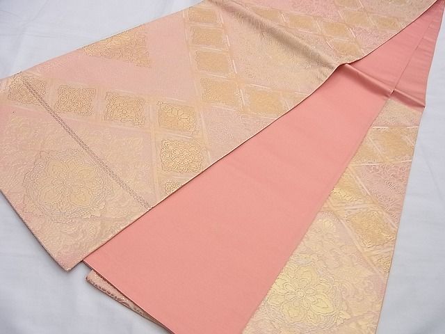 平和屋着物◎六通柄袋帯 正倉院菱文様 金糸 逸品 BAAI0258du