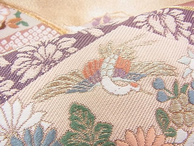 平和屋着物◎六通柄袋帯 唐織 京五彩花 金糸 逸品 BAAH8361fk