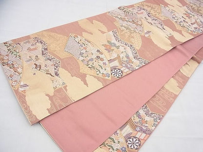 平和屋着物◎六通柄袋帯 唐織 京五彩花 金糸 逸品 BAAH8361fk