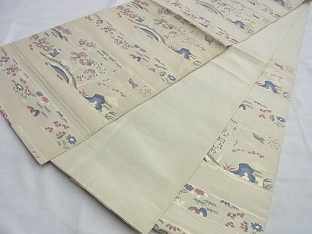 平和屋着物◎六通柄 本袋帯 人物風景文 金銀糸 逸品 BAAI0282du