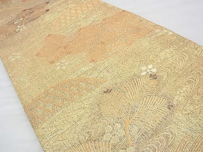 平和屋着物◎佐賀錦 六通柄袋帯 松彩 金糸 逸品 BAAH8381fk