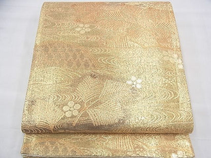 平和屋着物◎佐賀錦 六通柄袋帯 松彩 金糸 逸品 BAAH8381fk