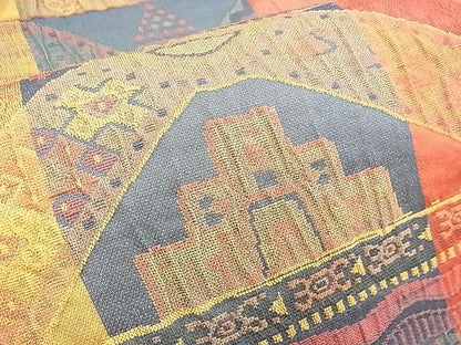 平和屋着物◎六通柄袋帯 ふくれ織 更紗横段文 逸品 BAAH8399fk