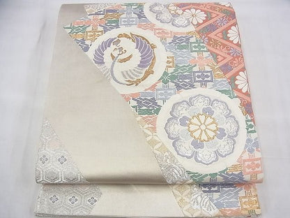 平和屋着物◎六通柄袋帯 唐織 鳳凰有職色紙重ね 金銀糸 逸品 BAAH8395fk