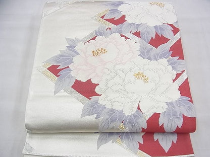 平和屋着物◎六通柄袋帯 唐織 牡丹 金銀糸 逸品 BAAH8397fk
