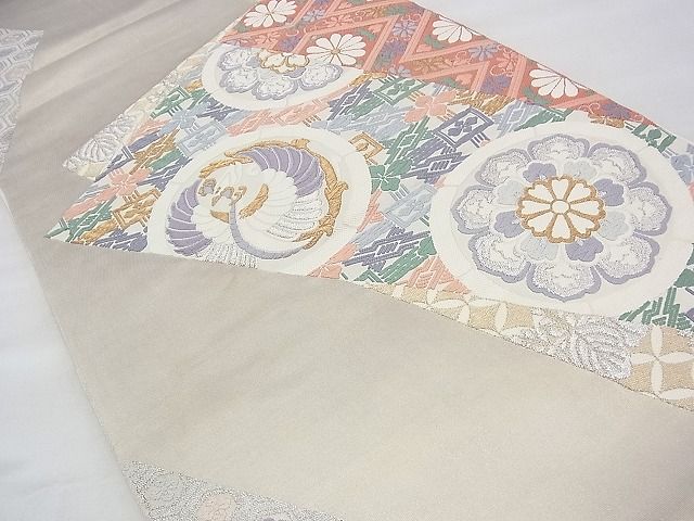 平和屋着物◎六通柄袋帯 唐織 鳳凰有職色紙重ね 金銀糸 逸品 BAAH8395fk