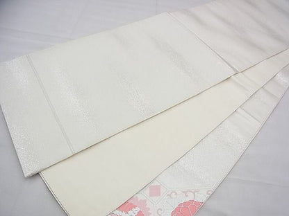 平和屋着物◎太鼓柄袋帯 駒刺繍 総画蜀江桐菊文 銀糸 逸品 BAAH8396fk