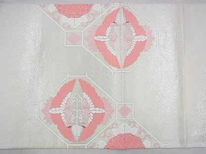 平和屋着物◎太鼓柄袋帯 駒刺繍 総画蜀江桐菊文 銀糸 逸品 BAAH8396fk