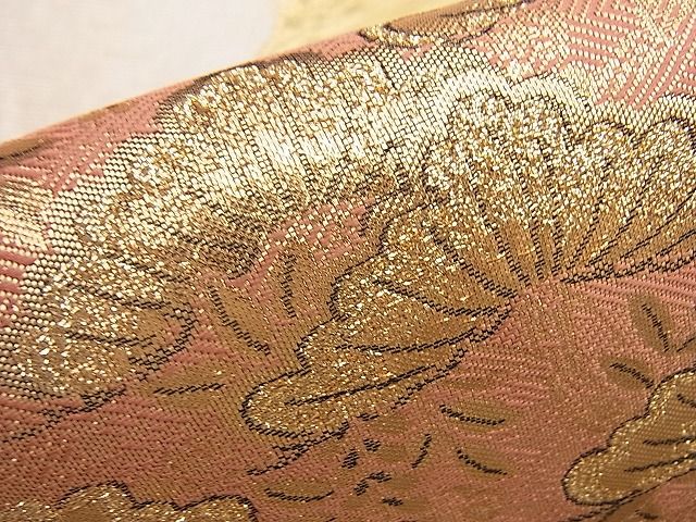 平和屋着物◎佐賀錦　両面六通柄袋帯　道長浜松文様　金糸　逸品　BAAI0308du
