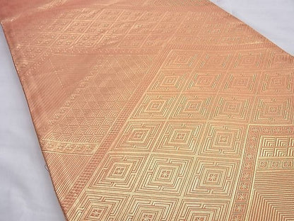 平和屋着物◎佐賀錦　両面六通柄袋帯　道長浜松文様　金糸　逸品　BAAI0308du