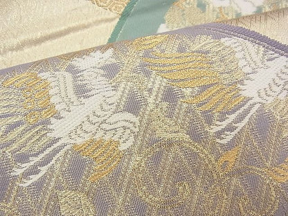 平和屋着物◎六通柄袋帯 唐織 名物裂遠山文 金糸 逸品 BAAH8411fk