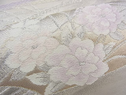 平和屋着物◎六通柄袋帯 唐織 花扇面流し 金糸 逸品 BAAH8412fk