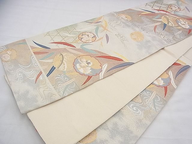 平和屋着物◎佐賀錦 六通柄袋帯 唐織 雪輪花鳥文 金銀糸 逸品 BAAH8418fk