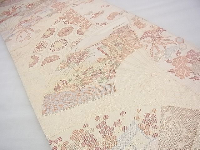 平和屋着物◎佐賀錦 六通柄袋帯 鳳凰扇面有職文 金糸 逸品 BAAH8413fk
