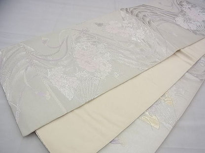 平和屋着物◎六通柄袋帯 唐織 花扇面流し 金糸 逸品 BAAH8412fk