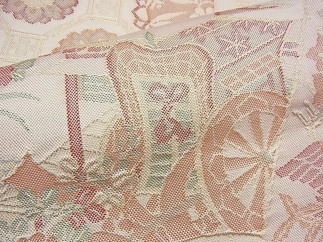 平和屋着物◎佐賀錦 六通柄袋帯 鳳凰扇面有職文 金糸 逸品 BAAH8413fk