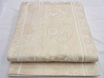 平和屋着物◎六通柄袋帯 花丸間道 金糸 逸品 BAAI0317du