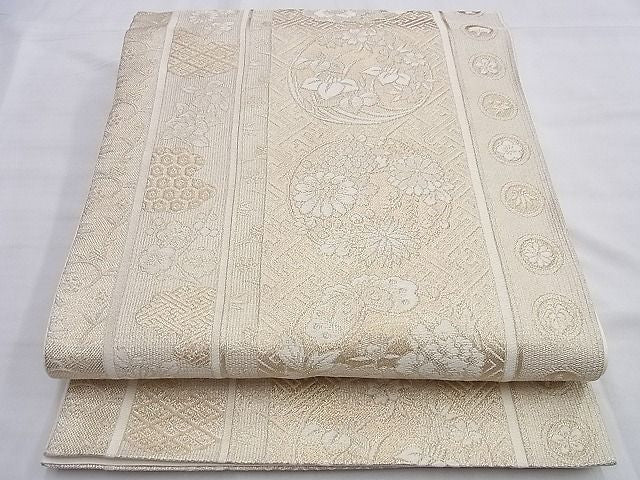 平和屋着物◎六通柄袋帯 花丸間道 金糸 逸品 BAAI0317du