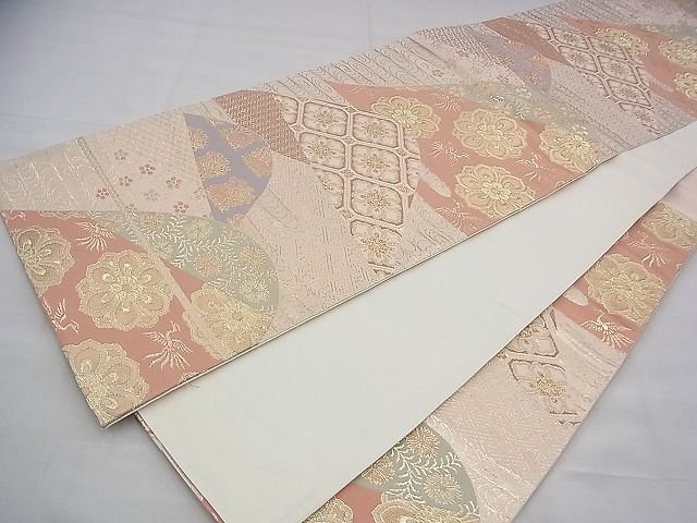 平和屋着物◎六通柄袋帯 唐織 遠山蜀江文 金糸 逸品 BAAH8426fk