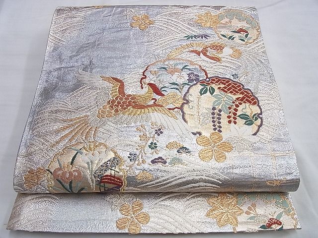 平和屋着物◎六通柄袋帯 唐織 鳳凰雪輪花文 金銀糸 逸品 BAAI0324du