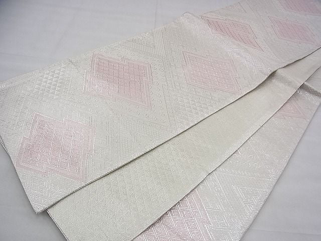 平和屋着物◎佐賀錦 全通柄袋帯 松皮菱 銀糸 逸品 BAAH8425fk