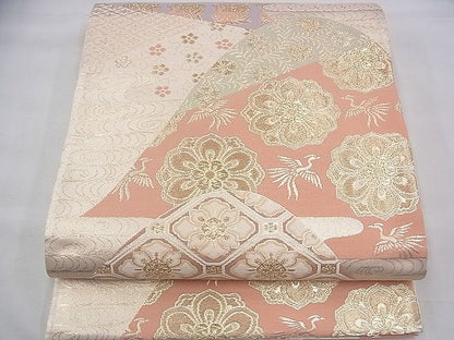 平和屋着物◎六通柄袋帯 唐織 遠山蜀江文 金糸 逸品 BAAH8426fk