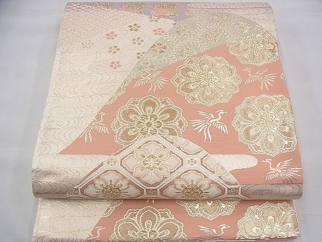 平和屋着物◎六通柄袋帯 唐織 遠山蜀江文 金糸 逸品 BAAH8426fk