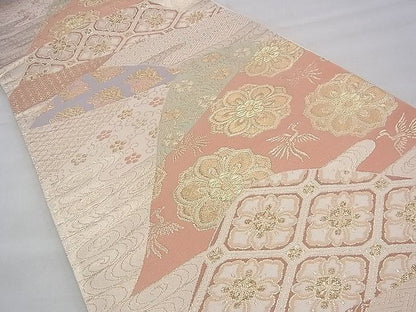 平和屋着物◎六通柄袋帯 唐織 遠山蜀江文 金糸 逸品 BAAH8426fk