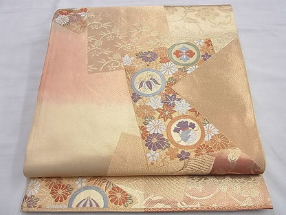平和屋着物◎六通柄袋帯 唐織 色紙散らし名物裂 金糸 逸品 BAAI0320du
