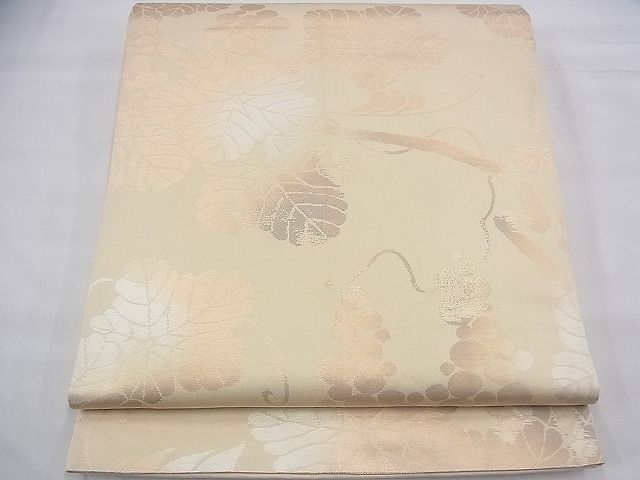 平和屋着物◎全通柄 本袋帯 葡萄蔦の葉文 金糸 逸品 BAAH9205fk