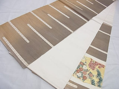 平和屋着物◎太鼓柄袋帯 唐織 琳派草花文 金糸 逸品 BAAI0344du