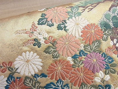 平和屋着物◎太鼓柄袋帯 唐織 琳派草花文 金糸 逸品 BAAI0344du