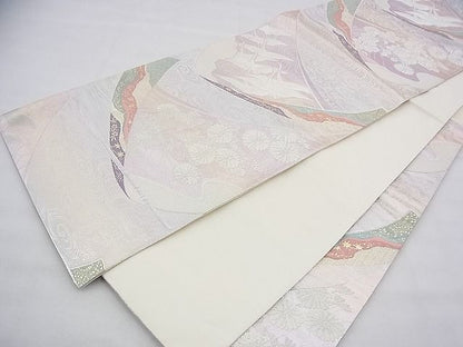 平和屋着物◎六通柄袋帯 唐織 飛鶴熨斗花文 金銀糸 逸品 BAAH9215fk
