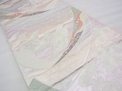 平和屋着物◎六通柄袋帯 唐織 飛鶴熨斗花文 金銀糸 逸品 BAAH9215fk