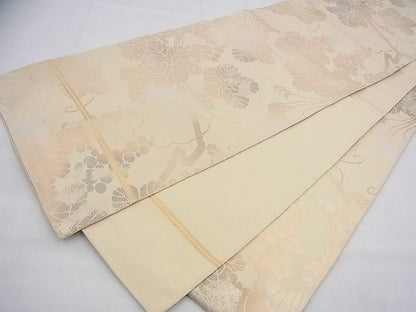 平和屋着物◎全通柄 本袋帯 葡萄蔦の葉文 金糸 逸品 BAAH9205fk
