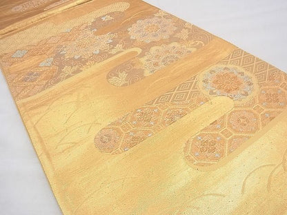 平和屋着物◎六通柄袋帯 正倉院エ霞文様 金糸 逸品 BAAH9261fk