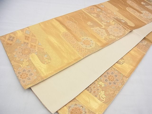 平和屋着物◎六通柄袋帯 正倉院エ霞文様 金糸 逸品 BAAH9261fk