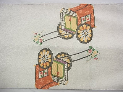 平和屋着物◎太鼓柄袋帯 御所車花文 金銀糸 逸品 BAAH9264fk