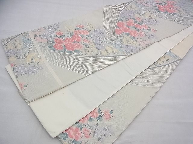 平和屋着物◎六通柄袋帯 唐織 派鳥彩花文 九百錦 プラチナ箔 逸品 BAAH9298fk