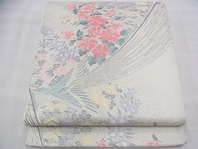 平和屋着物◎六通柄袋帯 唐織 派鳥彩花文 九百錦 プラチナ箔 逸品 BAAH9298fk