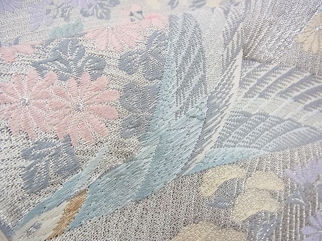 平和屋着物◎六通柄袋帯 唐織 派鳥彩花文 九百錦 プラチナ箔 逸品 BAAH9298fk