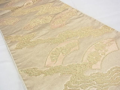 平和屋着物◎六通柄袋帯 地紙草花文 金糸 逸品 BAAH9343fk