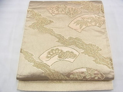 平和屋着物◎六通柄袋帯 地紙草花文 金糸 逸品 BAAH9343fk