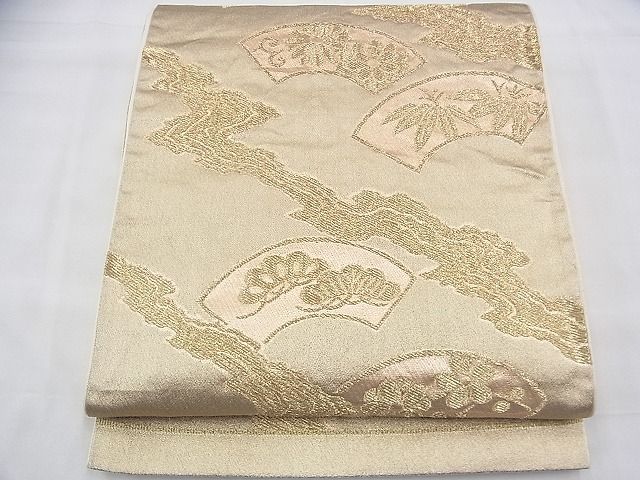 平和屋着物◎六通柄袋帯 地紙草花文 金糸 逸品 BAAH9343fk