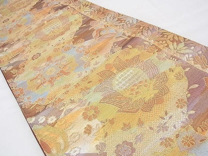 平和屋着物◎六通柄袋帯 更紗花文 金糸 逸品 BAAH9339fk