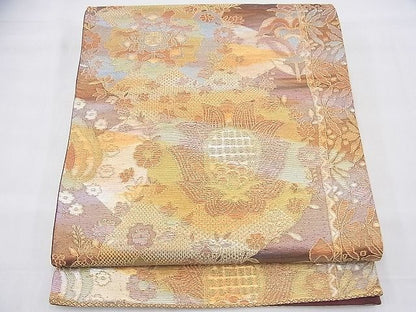 平和屋着物◎六通柄袋帯 更紗花文 金糸 逸品 BAAH9339fk