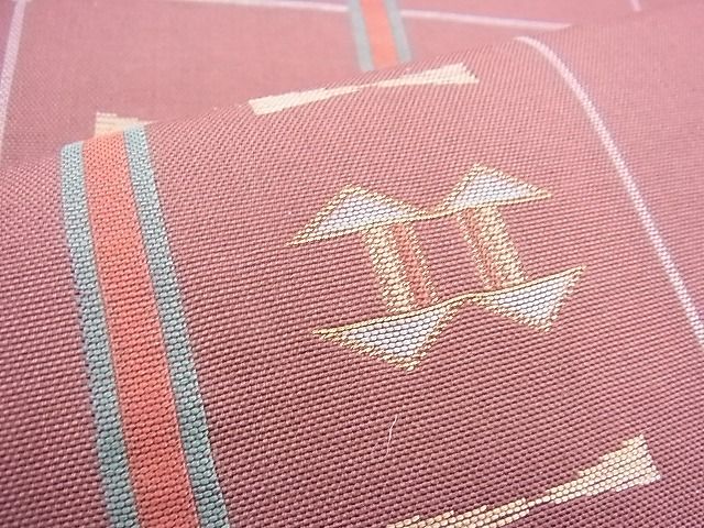 平和屋着物◎六通柄袋帯 格子柄 金糸 逸品 BAAH9331fk