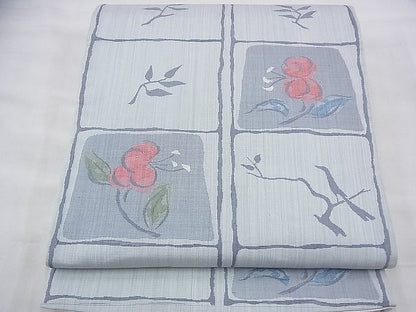 平和屋着物◎六通柄袋帯 ふくれ織 枝花文 逸品 BAAH9354fk