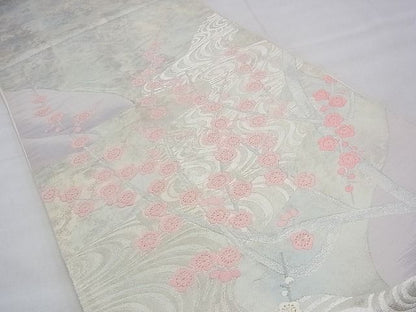 平和屋着物◎太鼓柄袋帯 唐織 光琳紅白梅 金銀糸 逸品 BAAH9349fk